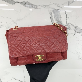 CHANEL BAG LAMBSKIN RED CHAIN SHOULDER NO.15 FLAP 26CM W CARD 15925739