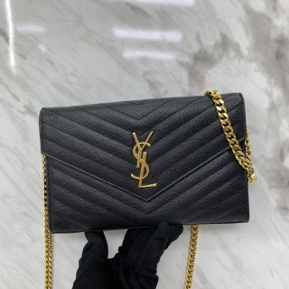 YSL BAG ENVELOPE 360452 CHAIN WALLET GHW BLACK