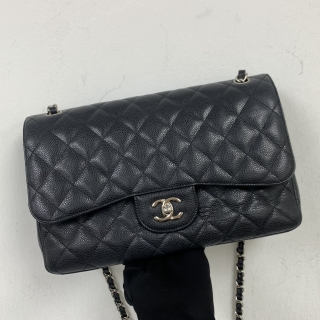 CHANEL BAG CAVIAR SKIN DOUBLE FLAP JUMBO 30CM CAVIAR BLACK SHW NO.14 14537732