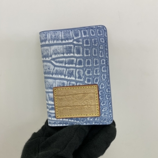 LOUIS VUITTON SLG DENIM N89172 CROCO EMBOSSED POCKET ORGANISER CARD CASE HOLDER BLUE