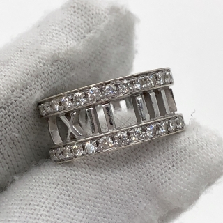 TIFFANY FINE JEWELRY WG750 ATLAS RING HALF DIAMOND 30PD 7.31G