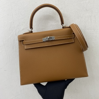 HERMES BAG KELLY II SELLIER 25 EPSOM GOLD PHW B STAMP