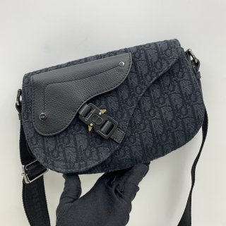 DIOR BAG SADDLE MESSENGER BLACK OBLIQUE JACQUARD SHOULDER BAG 27-BO-0227