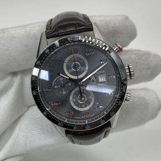 TAG HEUER WATCH CARRERA CAR2A11 CHRONOGRAPH 1887 43MM (LEATHER STRAP 3RD PARTY, WITH BOX, BOOKLET)