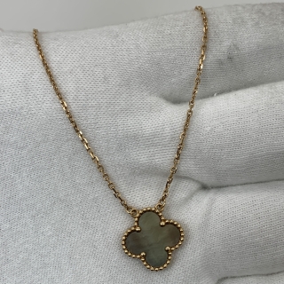 VAN CLEEF & ARPELS FINE JEWELRY NECKLACE VINTAGE ALHAMBRA RG750 GREY MOTHER OF PEARL MOP FULLSET 2021 5.0G JB928239