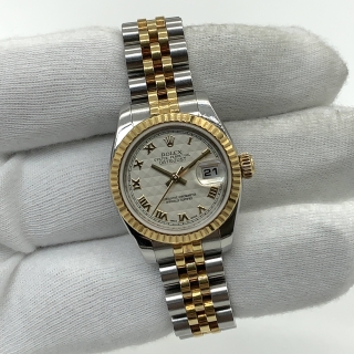 ROLEX WATCH OYSTER PERPETUAL DATEJUST 179173 ROMAN INDEX PYRAMAID DIAL FULLSET 2012 G610966