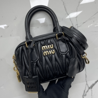 MIU MIU BAG LEATHER 5BB123 ARCADIE MINI MATELASSE 2WAY BLACK
