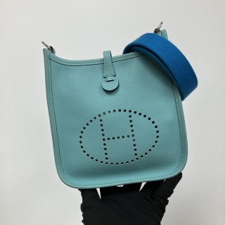 HERMES BAG EVELYN III 16 TPM MINI EPSOM BLUE ATOLL PHW A STAMP AMM009GS