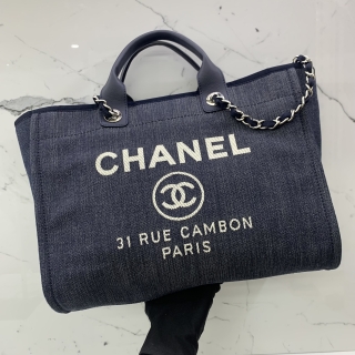 CHANEL BAG DEAUVILLE DENIM 2WAY HANDBAG MEDIUM