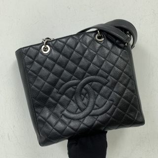 CHANEL BAG CAVIAR SKIN PST CHAIN CHAIN TOTE BLACK SHW NO.16 NO CARD 16841491