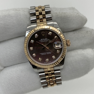 ROLEX WATCH DATEJUST 178271G DIAMOND INDEX BLACK MOP FULL SET 2014