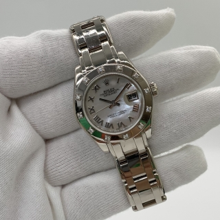 ROLEX WATCH PEARL MASTER 80319 Z SERIAL 2008 DATEJUST OYSTER PERPETUAL MOTHER OF PEARL DIAL DIAMOND 12P WG750 FULLSET (LINKS WEIGHT APPRX 71.7G) Z961359