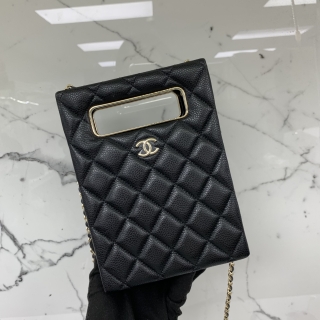 CHANEL BAG CAVIAR SKIN AS3314 2WAY EVENING HANDLE CHAIN BOX BLACK GHW MICROCHIP N46AEJ9G