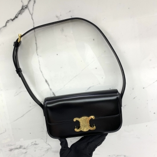 CELINE BAG TRIOMPHE SMOOTH LEATHER BLACK ONE SHOULDER I-AI-1204