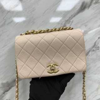 CHANEL BAG CAVIAR SKIN 2WAY CHAIN SINGLE FLAP 20CM PINK NO.30 W/CARD
