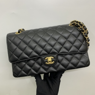 CHANEL BAG CLASSIC FLAP A01112 25CM WFLAP CAVIAR MEDUM MICROCHIP NL1APJU1