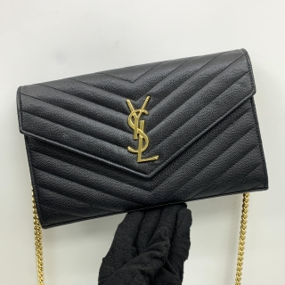 YSL SLG WALLET CASSANDRA WALLET ON CHAIN BLACK GHW 377828
