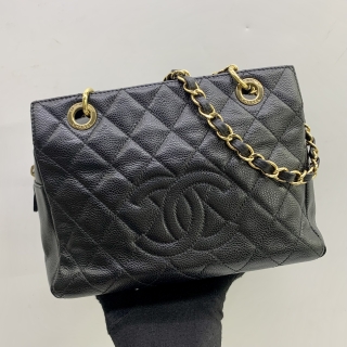 CHANEL BAG CAVIAR SKIN TIMELESS COCO MARK CHAIN TOTE SHOOULDER BLACK NO.15 NO CARD 15773355