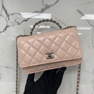 CHANEL BAG RHINESTONES TOP HANDLE WALLET ON CHAIN 2WAY SHW PINK MICROCHIPPED (SALES ITEM)