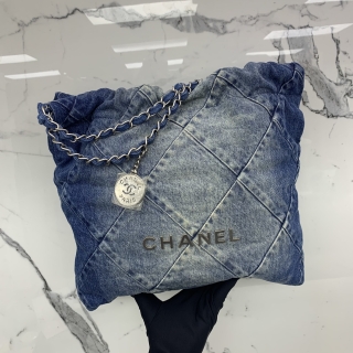 CHANEL BAG CHANEL 22 SMALL DENIM XT0X9PL0