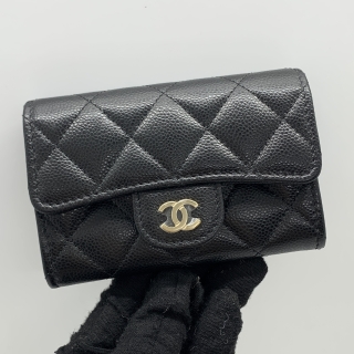 CHANEL SLG MATELASSE AP406 CAVIAR CARD COIN HOLDER CASE GHW RFID KE5ELPGK