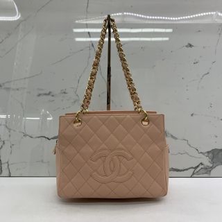 CHANEL BAG CAVIAR SKIN MATELASSE CHAIN TOTE COCO MARK NO 9 PINK RECOLORED 9831392