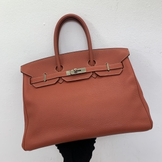 HERMES BAG BIRKIN 35 PHW SQUARE P STAMP W/CLOCHETTE, LOCK AND KEYS