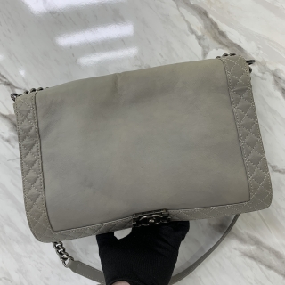 CHANEL BAG BOY 35CM LAMBSKIN LARGE CHAIN SHOULDER GREY NO. 18 WITH CARD 18938773