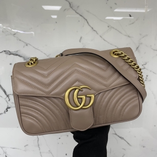 GUCCI BAG MARMONT 443497 GG MEDIUM CHAIN SHOULDER BROWN