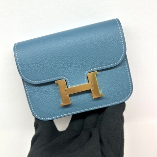 HERMES SLG CONSTANCE SLIM COMPACT  GHW  W/POUCH B STAMP