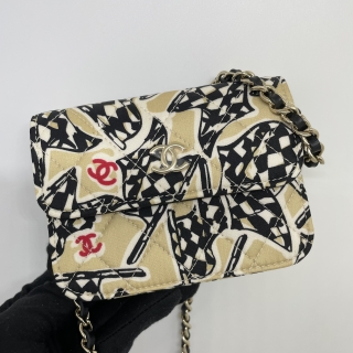 CHANEL NOVELTY CD0106 MINI FLAP CANVAS COCOMARK RFID