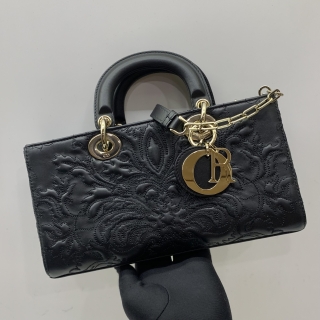 DIOR BAG LADY MEDIUM D-JOY 2WAY FLAP/SUEDE BLACK