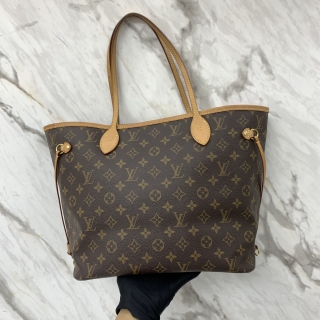 LOUIS VUITTON BAG MONOGRAM NEVERFULL MM NEW VERSION W/POUCH