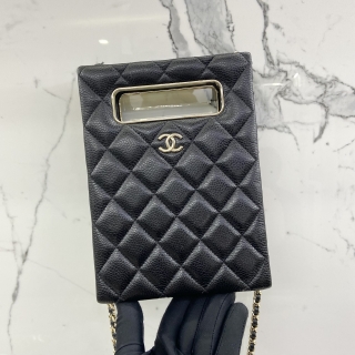CHANEL BAG CAVIAR SKIN EVENING DINNER CHAIN BAG, MICROCHIP AS3314 GCT25CP0