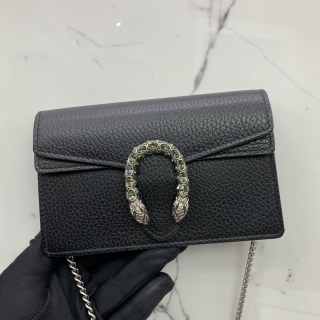 GUCCI BAG DIONYSUS 476432 SUPER MINI CHAIN SHOULDER BAG BLACK