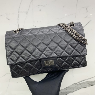 CHANEL BAG 2.55 226 28CM MEDIUM DOUBLE FLAP SHW BLACK NO CARD. NO. 15973355