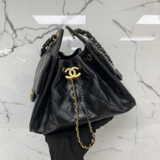 CHANEL BAG MATELASSE AS5631 CHANEL25 MINI CALFSKIN HOBO CHAIN SHOULDER BLACK MICROCHIPPED UXHAUT95