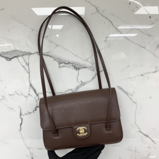 CHANEL BAG CAVIAR SKIN AS6130 2026SS PREPPY COCO SMALL FLAP BAG SHOULDER BROWN GHW MICROCHIPPED