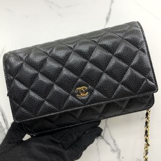 CAVIAR SKIN WALLET ON CHAIN BLACK GHW NO.26