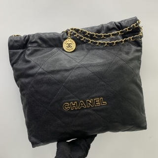 CHANEL BAG AS3261 CHANEL22 MEDIUM CAVIAR BLACK GHW W/POUCH TK3P7GG0