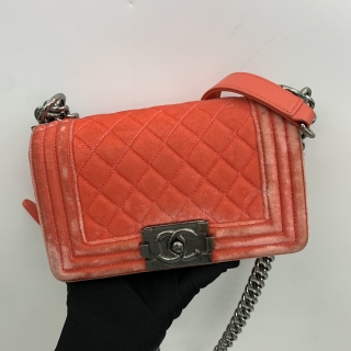 CHANEL BAG BOY VELVET 20CM RED NO.21 W/O CARD 21489646