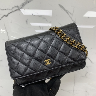 CHANEL BAG MATELASSE AP0250 CAVIAR WALLET ON CHAIN BLACK GHW MICROCHIPPED W/RECEIPT 2022 NNNC1A1L