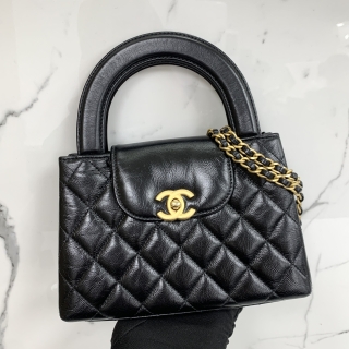 CHANEL BAG CALF AS4416 MINI SHOPPING KELLY CHAIN 2WAY GHW BLACK RFID