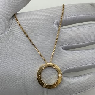 CARTIER FINE JEWELRY NECKLACE LOVE CIRCLE 3PD DIAMOND 13.0G W/CERT 2014 AFM067