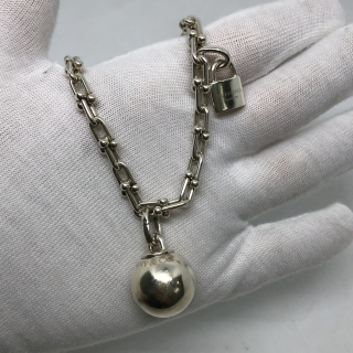 TIFFANY FINE JEWELRY NECKLACE AG925 LOCK AND BALL CHAIN