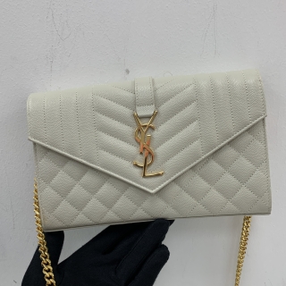 YSL BAG ENVELOPE 620280  WALLET ON CHAIN WHITE GHW