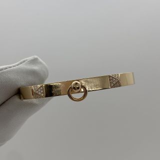 HERMES FASHION JEWELRY BRACELET COLLIER DE CHIEN PM DIAMONDS 48D 0.84CT RG750 23.9G 21A263661