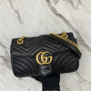 GUCCI BAG MARMONT 443497  CHAIN SHOULDER FLAP BLACK