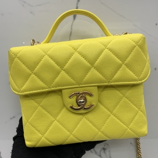CHANEL BAG CAVIAR SKIN AS3729 2WAY VANITY CHAIN YELLOW MICROCHIP NN1JJ2E7