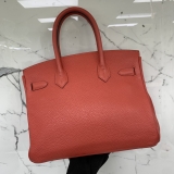 BAG BIRKIN 30 TAURILLON CLEMENCE ROUGE PIVOINE GHW T STAMP